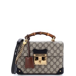 Padlock Bamboo Shoulder Bag GG Coated Canvas Small