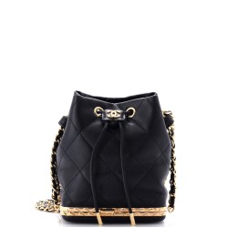 Lock Frame Bucket Bag with Chain Quilted Lambskin Small