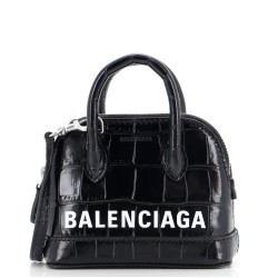 Logo Ville Bag Crocodile Embossed Leather Mini
