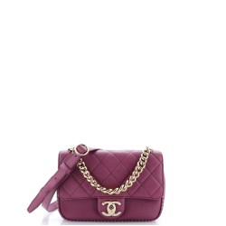 Chain Handle CC Flap Bag Quilted Caviar with Studded Detail Small