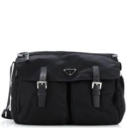 Double Buckle Flap Messenger Bag Tessuto Large