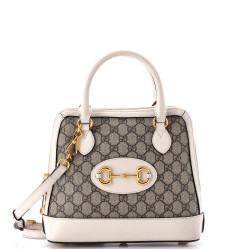 Horsebit 1955 Top Handle Bag GG Coated Canvas with Leather Small