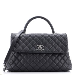 Coco Top Handle Bag Quilted Caviar Medium