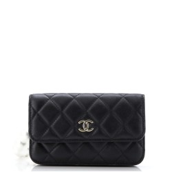Pearl Strap Clutch with Chain Quilted Calfskin