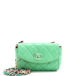 RIbbon Chain Flap Bag Quilted Lambskin Mini