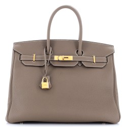 Birkin Handbag Grey Togo with Gold Hardware 35