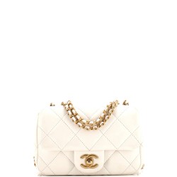 CC Pearl Chain Square Flap Bag Quilted Lambskin Mini