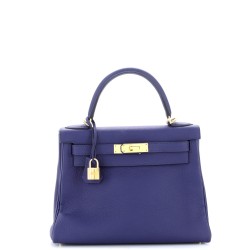 Kelly Handbag Bleu Encre Togo with Gold Hardware 28
