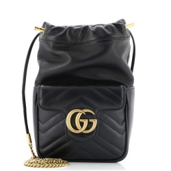 GG Marmont Front Pocket Bucket Bag Matelasse Leather Mini