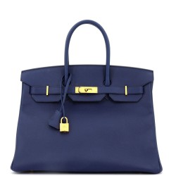 Birkin Handbag Bleu Saphir Epsom with Gold Hardware 35