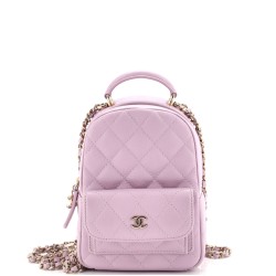 Classic CC Chain Pocket Backpack Quilted Caviar Mini