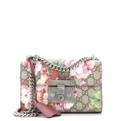 Padlock Shoulder Bag Blooms Print GG Coated Canvas Small