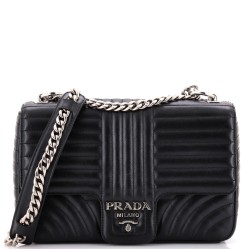 Chain Flap Shoulder Bag Diagramme Quilted Leather Large