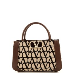 VLogo Shopper Tote Toile Iconograph Fabric with Leather Small