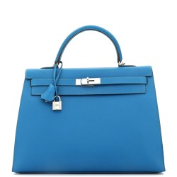 Kelly Handbag Mykonos Epsom with Palladium Hardware 35