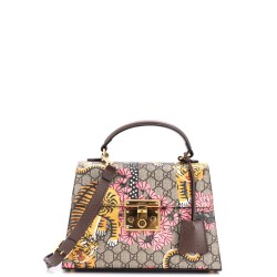 Padlock Top Handle Bag Bengal Print GG Coated Canvas Small