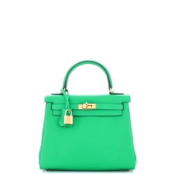 Kelly Handbag Menthe Swift with Gold Hardware 25