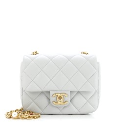 CC Enamel Pearl Charm Me Square Flap Bag Quilted Lambskin Mini