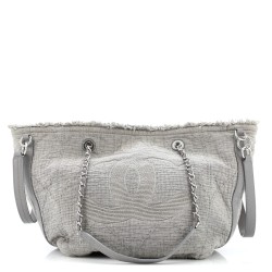 Double Face Deauville Tote Fringe Quilted Canvas Small
