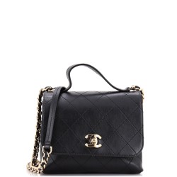 CC Double Pocket Top Handle Bag Stitched Calfskin Small