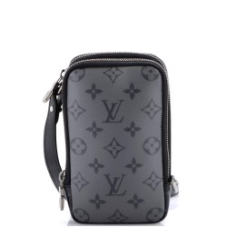 Double Phone Pouch Reverse Monogram Eclipse Canvas