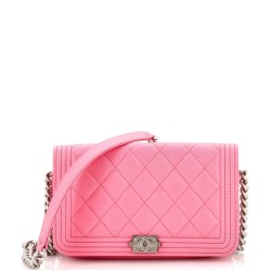 Boy Flap Phone Holder with Chain Quilted Caviar