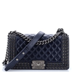 Chained Boy Flap Bag Quilted Glazed Calfskin Old Medium