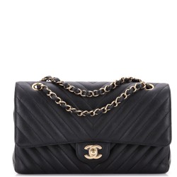 Classic Double Flap Bag Chevron Caviar Medium