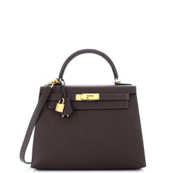 Kelly Handbag Chocolat Epsom with Gold Hardware 28