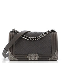 Paris-Dallas Boy Flap Bag Quilted Calfskin with Metal Adornments Old Medium