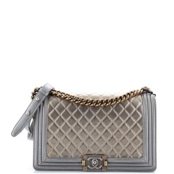 Bicolor Boy Flap Bag Quilted Metallic Calfskin New Medium
