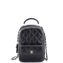 Classic CC Chain Pocket Backpack Quilted Caviar Mini