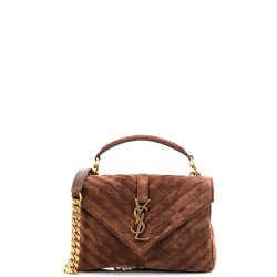 Classic Monogram College Bag Matelasse Chevron Suede Medium