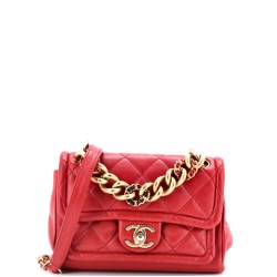Linked In CC Chain Flap Bag Quilted Lambskin Small