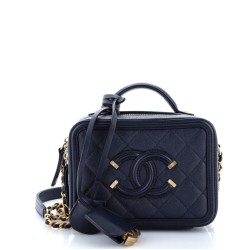 Filigree Vanity Case Quilted Caviar Small