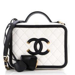 Filigree Vanity Case Quilted Caviar Medium