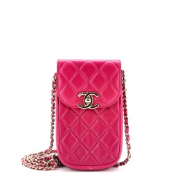 CC Flap Phone Holder Crossbody Bag Quilted Lambskin