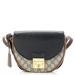 Padlock Saddle Shoulder Bag GG Coated Canvas and Leather Small