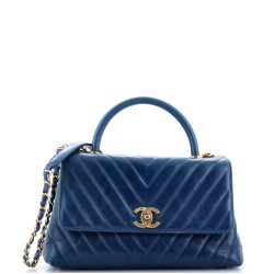 Coco Top Handle Bag Chevron Calfskin Small