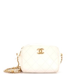 My Perfect Adjustable Chain Camera Bag Quilted Lambskin with Pearls Small
