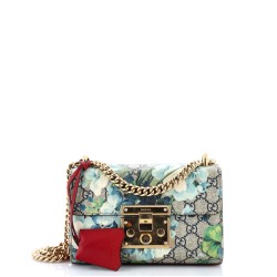 Padlock Shoulder Bag Blooms Print GG Coated Canvas Small