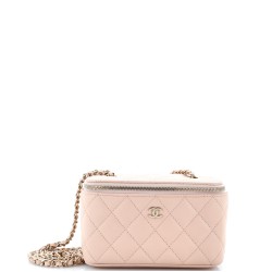 Classic Vanity Case with Chain Quilted Caviar Small