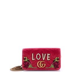 GG Marmont Chain Flap Bag Embroidered Matelasse Velvet Mini