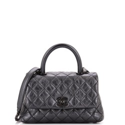So Black Coco Top Handle Bag Quilted Aged Calfskin Mini