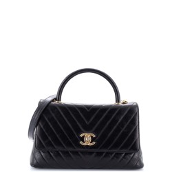 Coco Top Handle Bag Chevron Calfskin Small