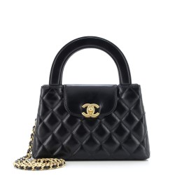 Kelly Top Handle Shopping Bag Quilted Shiny Aged Calfskin Mini