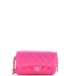 Classic Flap Phone Holder with Chain Quilted Caviar