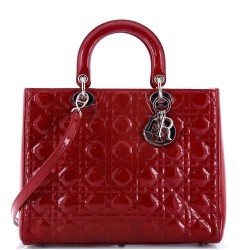 Lady Dior Bag Cannage Quilt Patent Large