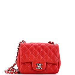 Square Classic Single Flap Bag Quilted Lambskin Mini