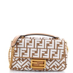 Midi Baguette Chain Bag Zucca Embroidered Raffia Medium